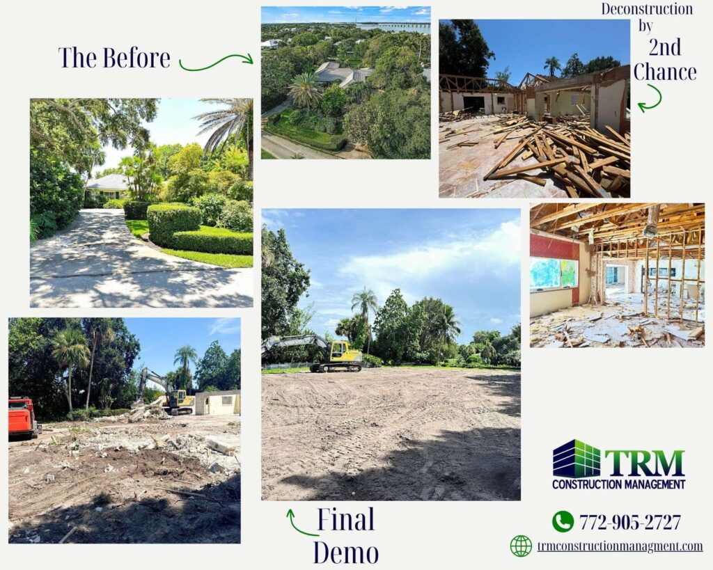 Demolition of a house before and after