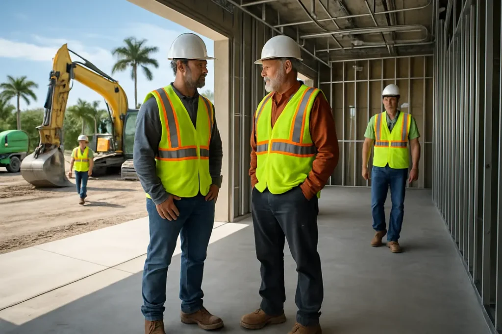 Modern commercial property interior undergoing professional tenant improvement services and a custom interior build-out in Treasure Coast, Florida.