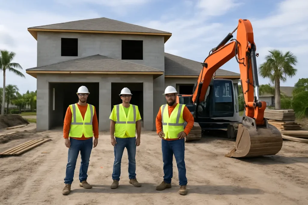 Custom residential home under construction in Jensen Beach, Florida, built by TRM Construction